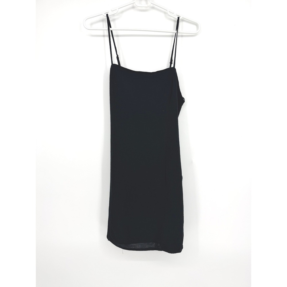 Forever 21 Black Crinkle Textured Mini Dress Adjustable Straps‎ Size M